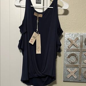 NWT BCBGMaxAzria Navy Sleeveless Blouse